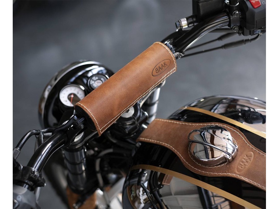 Leder -Lenkermousse (schwarz, braun, gold, rot) für Motorräder