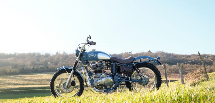 Royal Enfield riding through the countryside