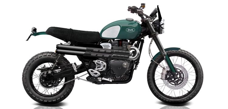 Triumph Scrambler 1200 XE/XC BAAK, réservoir vert foncé et finitions noires