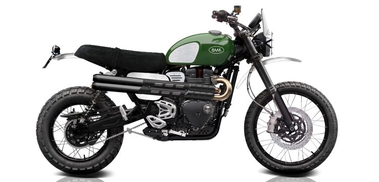 Triumph Scrambler 1200 XE/XC BAAK, réservoir vert et selle en cuir retourné