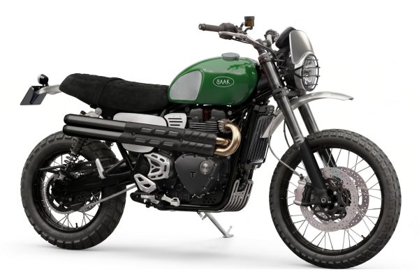 Triumph Scrambler 1200 XE/XC préparée par BAAK, vue trois quarts avant